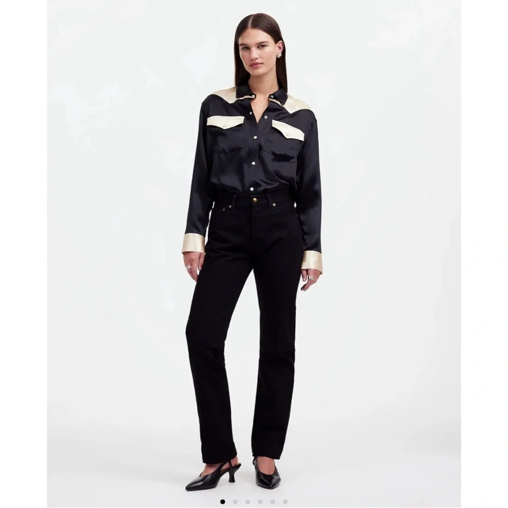 NWT Alexa Chung Madewell High-Rise Straight Jean Outridge Wash Black